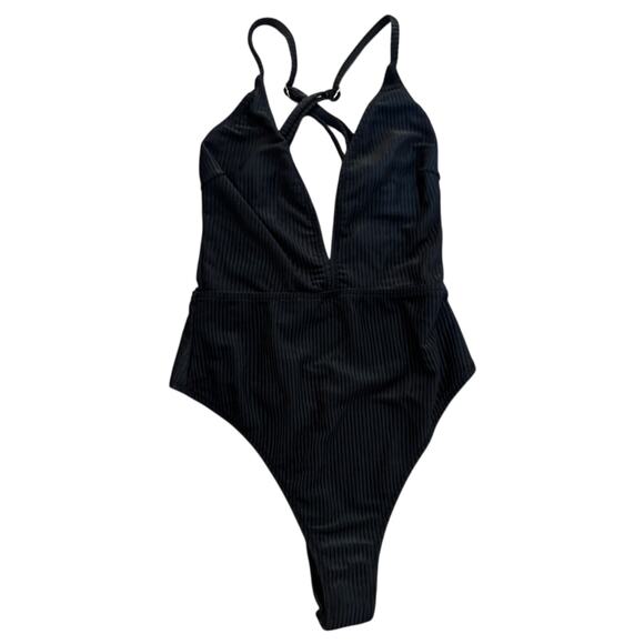 ASOS black deep v body suit size 4 - Picture 1 of 8